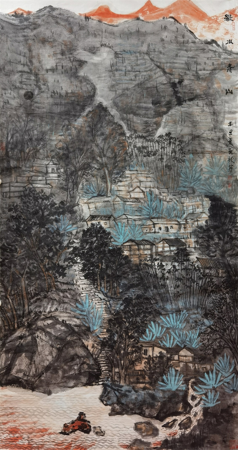 《绿水青山》96×180cm