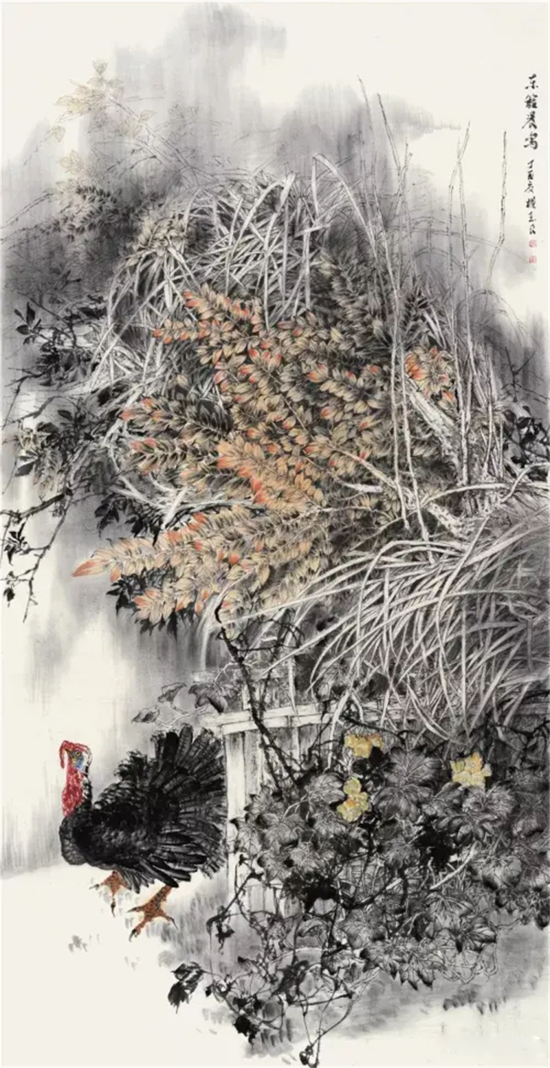 《东篱晨鸣》120×240cm