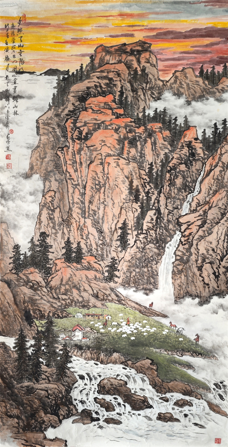 《夕照天山无限好》180×97cm