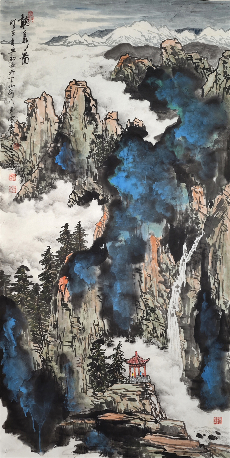 《听泉图》136×68cm