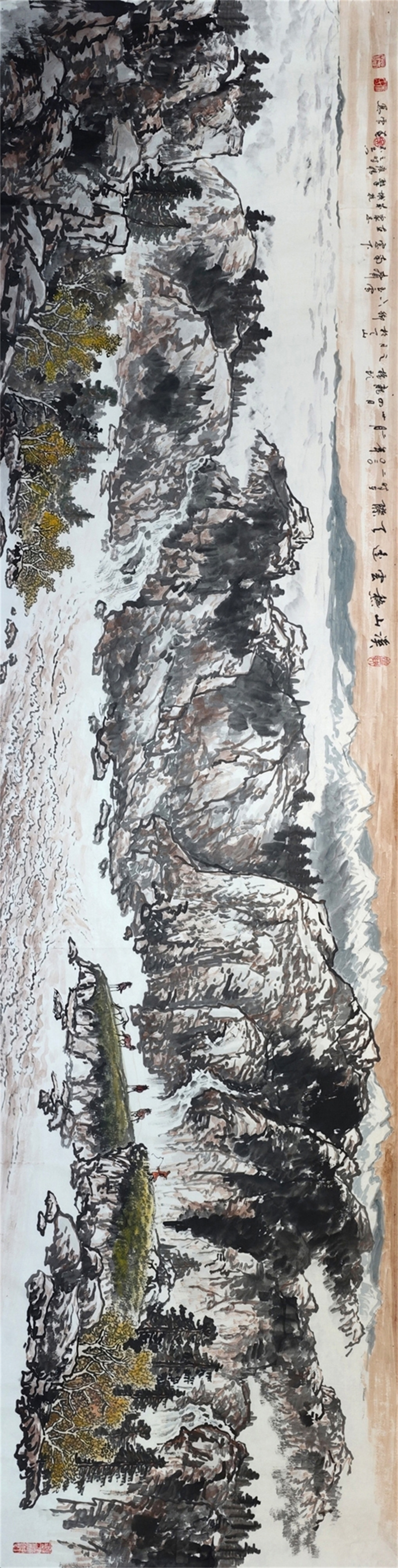 《溪山秋云遥天际》250×48cm